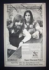 Loggins & Messina Your Mama Don't Dance Era L.A. Concerts 1972 Poster Type Ad picture