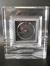 Hoya Crystal & Crystal 2 Diamond Mantle Clock Wavy Lines 8 3/4