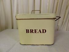 Antique Vintage Enamelware Bread Box Brown on Cream picture
