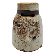 Vintage FUNNY FACE Stoneware Pottery Bank Signed includes Cork Stopper picture