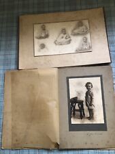 2 Antique Baby Toddler Black White Pictures Photo's Lot picture