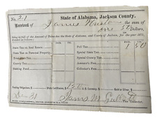 State of Alabama, Jackson County Receipt Antique 1875 tax collector picture