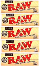 5x Raw 1 1/4 Rolling Papers Classic Unrefined 50 LVS/PK 5 Packs *USA SHIPPED* picture