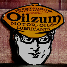 OILZUM MOTOR OILS AND LUBRICANTS PORCELAIN COLLECTIBLE, RUSTIC, ADVERTISING picture
