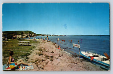 Postcard Vacationland Springfield South Dakota Beach Scene With Boat Posted picture