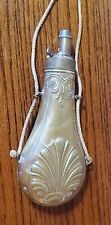 1800's Early Model G. & J.W. Hawksley, England Brass Embossed Powder Flask ExCdn picture