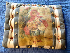 Vintage Handmade Pillow Little Red Riding Hood Blue Stripe Ticking 15X13 Inches picture