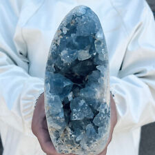 4.6LB Large Natural Blue Celestite Crystal Geode Quartz Cluster Mineral Specime picture