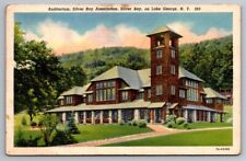 Silver Bay NY New York Postcard Auditorium Silver Bay c1943 Lake George Linen picture