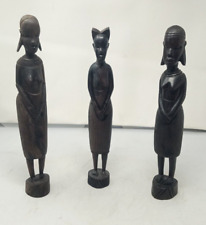 3pcs African Ebony Wood Carvings Women Figurines 14