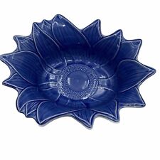 Appolia Leaves Flower Ceramic Serving Dish Bowl Blue 0702350 France 13.5x4.5
