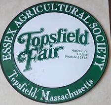 RARE VINTAGE TOPSFIELD FAIR MA. ESSEX AGRICULTURAL SOCIETY EMBOSSED METAL SIGN picture