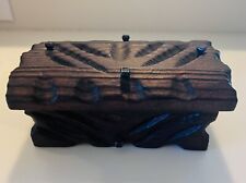 Vintage Wooden Treasure Chest Box Metal Hinge Trinket Jewelry Pirate Boho Gothic picture
