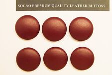 6 USA MADE REPLACEMENT BUTTONS FOR VINTAGE OUTFITS 23MM, CHESTNUT BROWN LEATHER picture