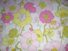 Vtg 70s Montgomery Wards Charisma Flower Power Full Flat Sheet Pink 50/50 Percal picture