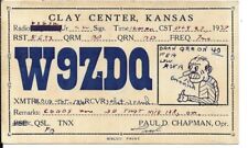 QSL 1937 Clay Center Kansas    radio card picture