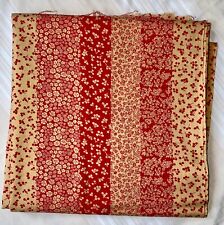 Vintage Kanebo International Fabric 100% COTTON 2.5 Yds Red Tan Cherries Floral picture