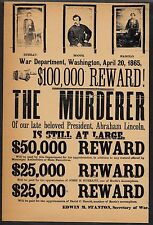 John Wilkes Booth Wanted Poster Reprint On 100 Year Old Paper *170 picture