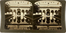 White, Stereo, Spain, Granada, the Alhambra, Court of Fishes Vintage Stereo Card picture
