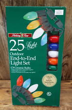 VTG HOLIDAY TIME C9 Christmas LIGHTS  25 MULTI CREAMIC-OUTDOOR GREEN WIRE/25 FT picture
