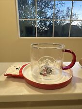 Starbucks 2023 China Christmas 14oz Glass Cup with Polar Bear Coaster gifts new picture
