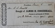 1852 Providence R.I. Receipt for Coal, James Coggeshall picture