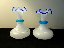 Pair Antique French Opaline & Blue Alabaster Glass Vase Bottle's 1800's Baccarat picture