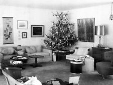 VTG 1950's 1960s Mid Century Living Room Christmas Photo Snapshot picture
