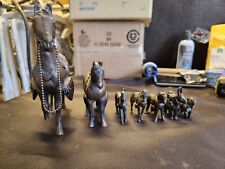 LOT OF 7 - Vintage Cast Pot Metal Horse Horse Figures w/ Copper/Bronze Finish picture