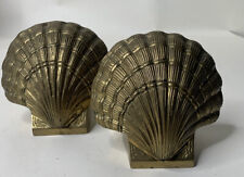 Vintage Brass Sea Shell Bookends With Natural Aging picture