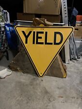 NOSVintage 1950s Road Sign Steel Embossed Yield Reflect Sign Original 28” W 25”T picture