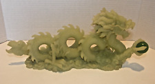 Glow in the Dark Green Jade Resin Dragon Holding Ball  Figurine 13.5in picture