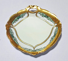 Antique J C Malmaison Dragon Fly Plate Gold Paint  Trim Heart Shaped  Bavaria  picture