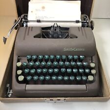 Vintage 1949 Smith Corona Portable Sterling Typewriter Brown w/ Green Keys Retro picture