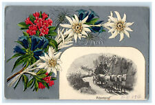 c1910s Alpenpost Flower, Horse Carriage Switzerland Posted Postcard picture