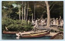 MONMOUTH, Maine ME ~ Crowd COBBOSSEE COLONY Canoes 1951 Kennebec County Postcard picture