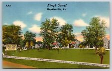 Hopkinsville Kentucky~Kings Court Roadside Motel Street View~Vtg Linen Postcard picture