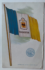 1910 NY Postcard City of Rochester New York flag seal vintage color Christy picture