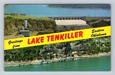 Lake Tenkiller OK-Oklahoma, Banner Greetings, Spillway, Vintage Postcard picture