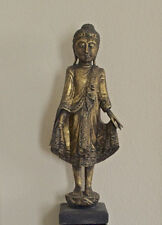 19th Century Burmese Mandalay Standing Buddha Statue Gold Gilded & Glass Inlaid picture