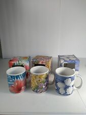 Hawaii Island 3 Flower Mugs by ABC Stores 2003 2 Hibiscus Flowers  Lri Of Aloha picture