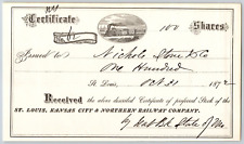 St. Louis, Kansas City & Northern Railway 1872 Stock Certificate VGC Scarce picture
