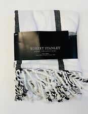 New Robert Stanley black and white plaid table throw 40