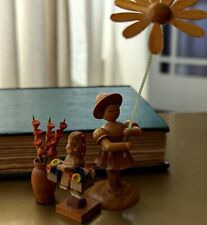 Vtg Lot ERZGEBIRGE GDR Expertic Miniature Wood Figurine German Flower Girl Art picture