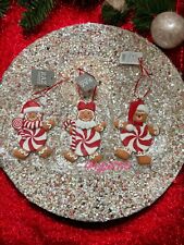 Raz Imports 3 Pc Peppermint Gingerbread Boys And Girl Ornaments Christmas Decor picture