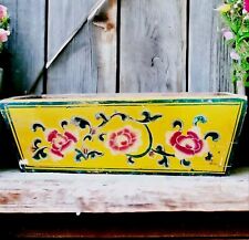 Vintage Yellow Box w Flowers & the Right Amount of Colorful Chippy Wear / Patina picture