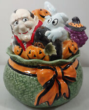 Fritz and Floyd 2005 Halloween cookie jar w/box dracula ghost werewolf bat witch picture