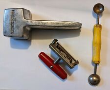 Vintage three kitchen gadgets - crush-a-cube, jar opener, spoon picture