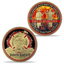 Firefighter Brofist Challenge Coin Fireman Warrior Thin Red Line Prayer Gift picture