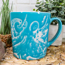 Ebros Nautical Ocean Marine Octopus Beverage Blue Stoneware Ceramic Mug Decor picture